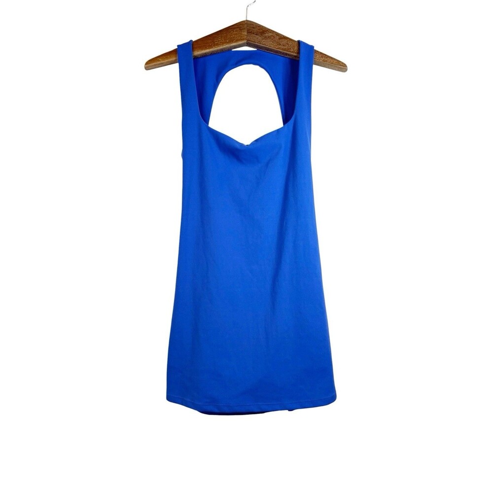 Bo + Tee Blue Square Neck Tennis Dress Size L Open Back Lined Shorts